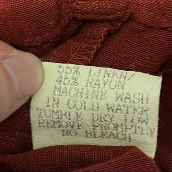Johnny Was Collection Red Linen Rayon Collared Button Jacket Blouse Size XS - Picture 6 of 7